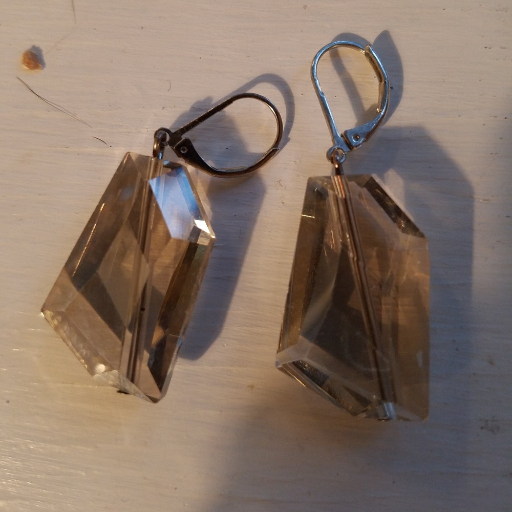 Kenneth Cole quartz cut clear smokey acrylic earri